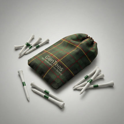 GlenTees Bamboo Golf Tees White/green with Tartan Bag