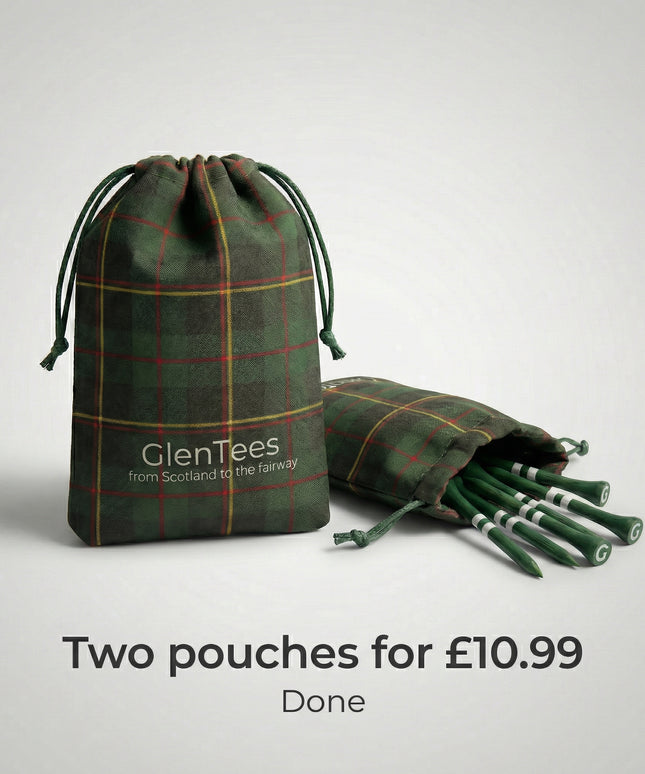 GlenTees Bamboo Golf Tees – Tartan Pouch Bundle (2×50)
