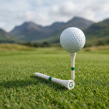 GlenTees Bamboo Golf Tees White/green with Tartan Bag
